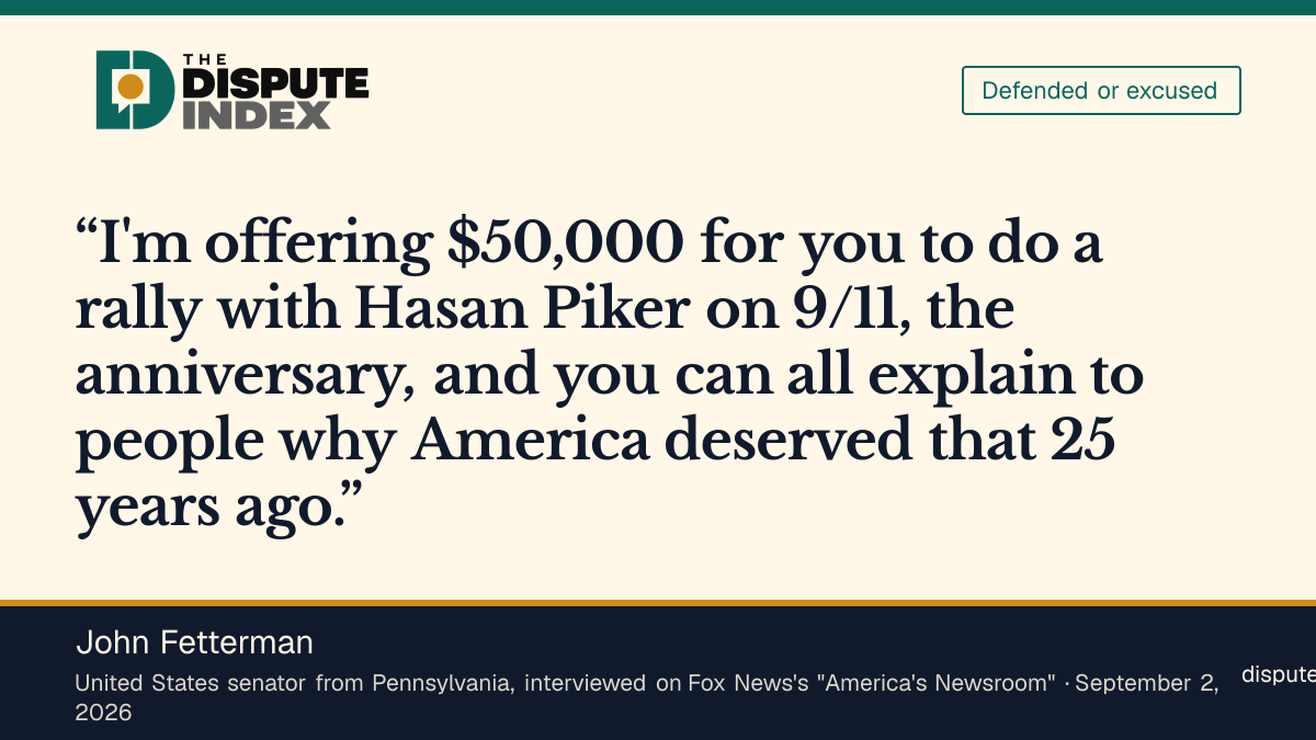 Quote card: John Fetterman, Fetterman offers El-Sayed $50,000 to hold a 9/11 rally with Piker